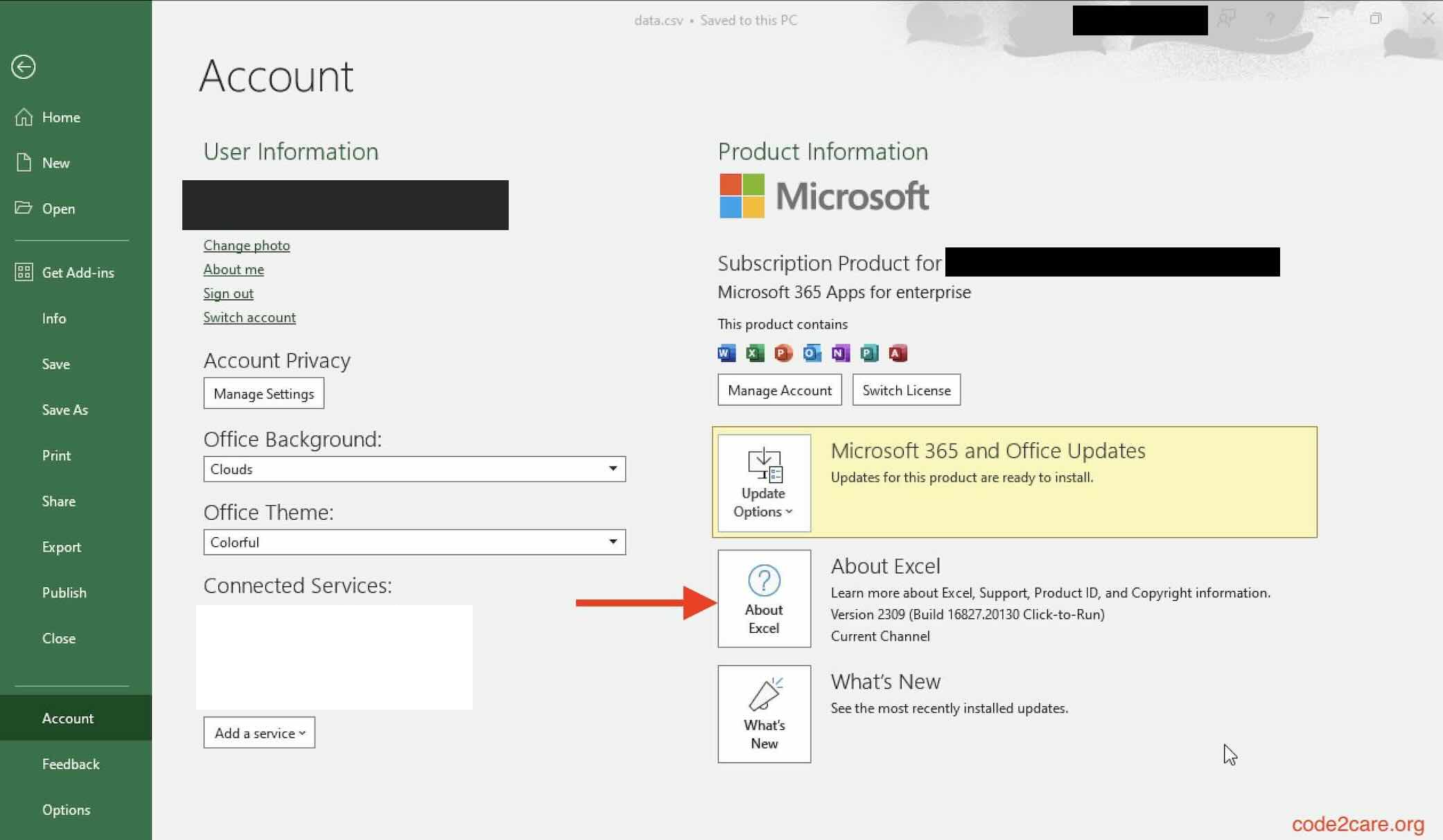 Account Details Microsoft Office - Applications